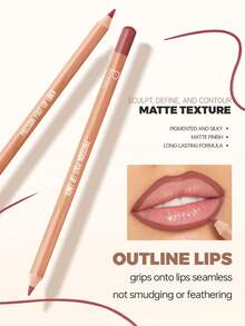 Pudaier 12色哑光唇线笔，柔滑质地，打造自然唇妆，柔软笔触，滋润持久，不粘腻 - #01 - 查看 6