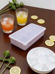 Large Silicone Ice Cube Tray With Removable Lid, Reusable, Square Ice Mold, Easy Release, Suitable For Cocktails, Whiskey, Stackable, Flexible - Multicolor - View 2