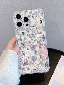 Flower 1pc Floral Pattern, Card Slot Transparent Shockproof TPU Phone Case, Can Be Used As Holiday Gift To Store Photos, Cards, Compatible With IPhone XS/XS Max/XR/11 12 13 14 15 16 Pro/Pro Max/14 15 16 Plus/17/17 Pro Max - Multicolor - View 6