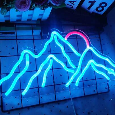 1pc Mountain LED Neon Light, Wall Decor Neon Light, Suitable For Bedroom, Office, Hotel, Shop, Club, Garage Decoration, Christmas Gift Neon Light, Birthday Wedding Party Decoration
