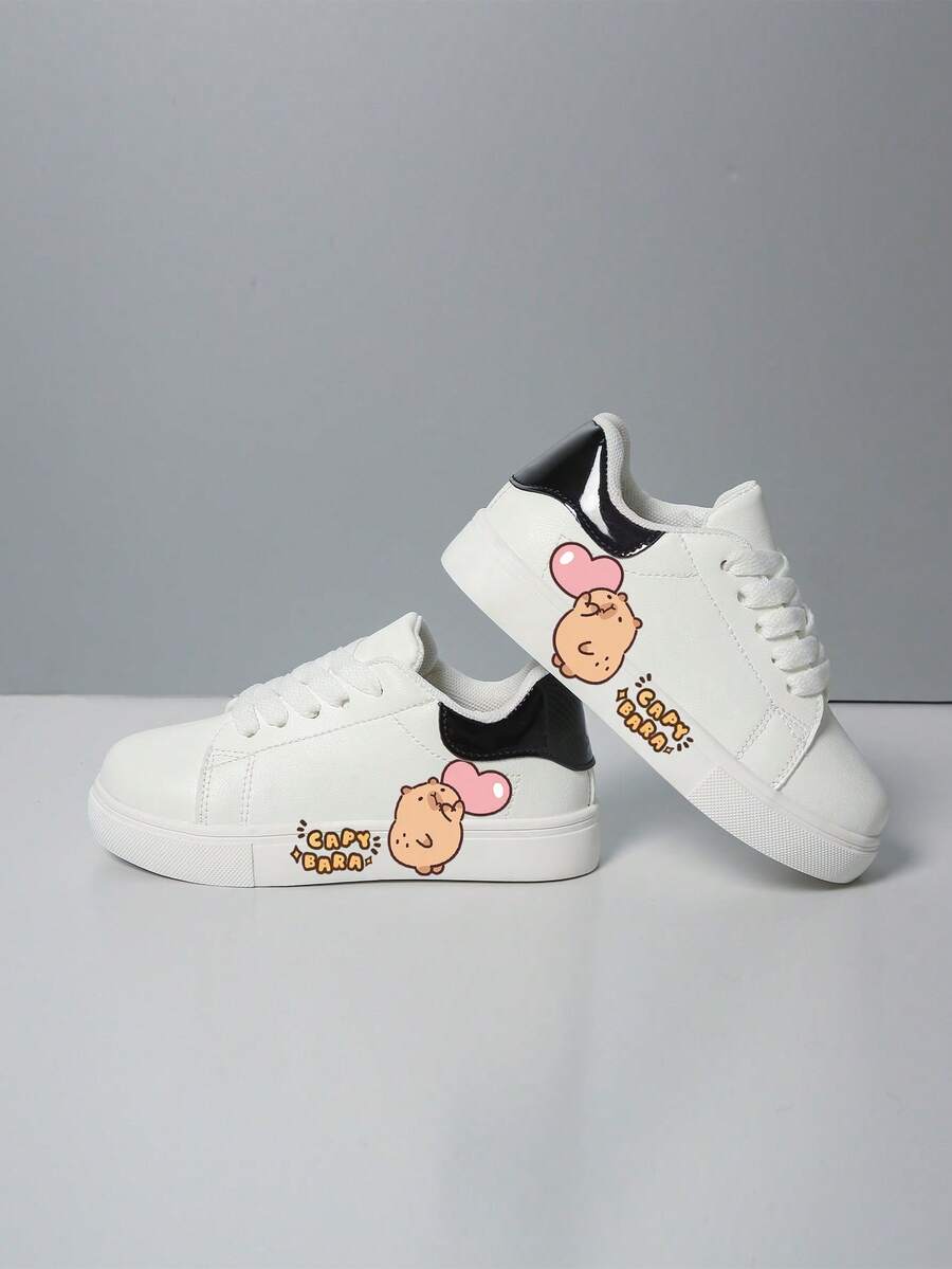 Kids' Fashion Simple Hook And Loop Campus Casual Sneakers, Spring/Autumn - Black - View 1