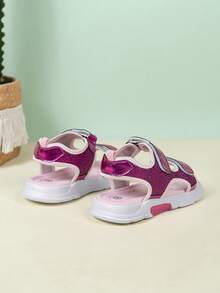 Girls Shiny Stylish Summer Hook And Loop Cute Simple Fashion Casual Sandals, Toddler Outdoor Beach Shoes, Students Breathable Lightweight Comfortable Children Sports Sandals