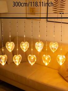 USB供电LED心形仙女灯串，适用于新年、情人节、母亲节、家居、派对装饰，可放置于卧室、客厅、阳台等场所。