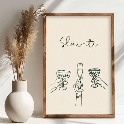 1pc "Sláinte" Irish Gaelic Toast Poster - Celtic Bar Wall Decor, Featuring Irish Whiskey And "Sláinte" Text, Unframed Canvas Print, Suitable For Irish Themed Bars, Cellars, Housewarming Gifts, Irish Bar Decorations