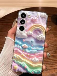 1个彩色云朵彩虹图案软手机壳，兼容华为荣耀、红米、三星Galaxy A04e/12/A13/A14/A34/A50/A52/A53/A54/S21/S22/S23/S24/S25/S25 Ultra/S25 FE/S26/S26 Plus/S26 Ultra/S26 Edge、6A/7A/8A、12T/13T/15T/15T Pro - 無色 - 查看 1