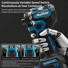 مفك كهربائي لاسلكي عالي السرعة Mamidw 3300، ضبط عزم الدوران بدقة، سهل التشغيل، تبديل سلس بين السرعة العالية والمنخفضة (الأداة فقط)، لبطارية Makita 18 فولت - الأزرق - مشاهدة 6