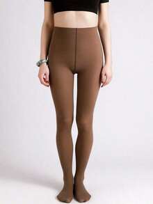 Women's Opaque Thick Warm Leggings, High Waist Elastic Tights, Suitable For Spring, Autumn And Winter - màu đen - Xem 9