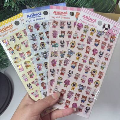 新款可爱卡通动物环氧树脂贴纸，适用于手机、日记本、装饰、水晶、儿童用品