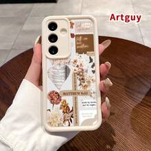 Cross Of Flowers Advanced Fashion Gift Case Compatible With Samsung Galaxy S24 Ultra Plus S25 S23 S22 Ultra Plus Shockproof Full Camera Protection Durable Slim Silicone Cover,Suitable For IPhone17 Air - 黑色 - 查看 4