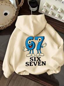 Sweatshirt Pullover Anak Laki-Laki Remaja dengan Motif "Italian Brain Rot Funny Number 67", Sweatshirt Pullover Hangat dan Nyaman dengan Lapisan Termal, Cocok untuk Musim Gugur/Musim Dingin, Cocok untuk Pakaian Sehari-hari Aktif, Streetwear, dan Kampus - Aprikot - View 5