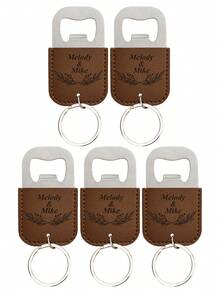 Customized Leather Keychain, Leather Bottle Opener Keyring 2-In-1, Engraved Name Car Key Chain Bag Charm, Wedding Party Favors, Birthday Gift - Coffee Brown - View 39