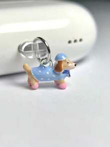 1pc Alloy Teardrop Dog Shaped Dust Plug, Compatible With Type-C Charging Port/Apple Data Port, Compatible With Xiaomi, OPPO, Vivo, 5-17, Earphone Dust Plug, Gift For Friends, Ramadan Accessories Gift - Blue - View 6