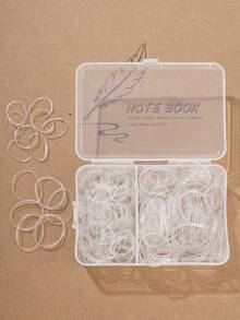 240pcs/Box Disposable Hair Ties, Black, Transparent & Colorful, High Elasticity Ponytail Holders, Assorted Size, Hair Tools, Beauty Accessories, Curly Hair, Accessories, Fall, Travel, Hair Tools, Accessories Women, Hair Stuff, Fall, Hair, Accessories, Travel, Accessories Women, Women, Hair Tools, Hair Stuff, Stuff, Beauty Accessories - Multicolor - View 3