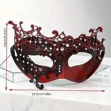 1个红色闪光镂空狐狸面具，威尼斯蕾丝化妆舞会面具，塑料半脸面具，适用于情人节、万圣节、圣诞节、节日、主题派对、化装舞会、威尼斯狂欢节、戏剧表演、摄影道具、贵族舞会用品、派对服装 - 紅色 - 查看 15