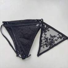 浪漫蕾丝布艺花环三角旗，女孩房墙面悬挂横幅，适合儿童生日、婴儿派对、婚礼派对装饰 - 彩色 - 查看 7