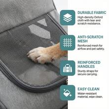 IISVGE 安全拉链防逃脱宠物背包 | 宽敞透气可折叠猫狗旅行包 | 符合航空公司标准的可折叠透气宠物包，情人节礼物 - 彩色 - 查看 11