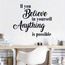 [1pc Inspirational Wall Sticker] Inspirational Wall Sticker - "If You Believe In Yourself Anything Is Possible" Motivational Message Wall Stickers, Home Decor For Living Room, Bedroom, Study, Dining Area