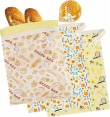 2-Pack Reusable Beeswax Bread Bags - Large 17x13 Inch For Sourdough & Homemade Bread Storage |   Beeswax Preservation, -Friendly Cotton Food Bags - Easy To Clean & Daily Use - 3-pack - View 11