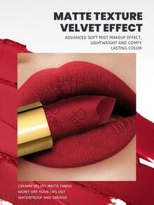 Pudaier Barra de labios mate de terciopelo - No pegajosa, con textura de brillo de labios, resistente al agua, de larga duración de 24 horas, no manchante, apta para todo tipo de pieles. - #02 - Ver 4