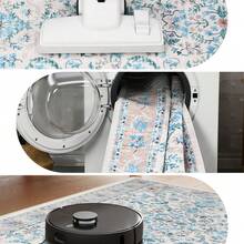 Washable Floral Area Rug For Nursery Soft Boho Living Room Carpet Small Flower Mat Non Slip Low Pile Indoor For Bedroom Dining Room - Màu be/Xanh lam - Xem 6