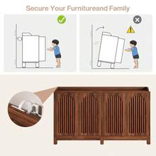 LITTLE TREE 57" Farmhouse Sideboard Buffet Cabinet,Storage Cabinet With Shutter Doors And Adjustable Shelf, Freestanding Kitchen Cabinet TV Stand For Dining Room, Living Room, Kitchen - Brown - View 7