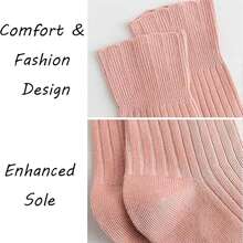 (Knee Pad & Elastic Sock Set) 5 Pairs Unisex Compression Leg Warmers, High Elastic Fabric, Diabetic Leg Warmers, Extra Wide Leg Warmers; 1 Pair Moxibustion Knee Pads, Unisex, Elastic Warm Wool Moxa Compression Knee Pads - Multicolor - View 9