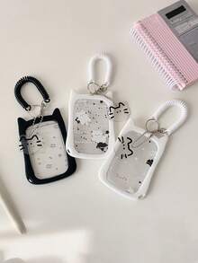 Thick Anti-Fall Cat Silicone Acrylic Photo Card Holder Keychain Student ID Card Campus Card Protective Case Back To School Supplies - Color - View 3