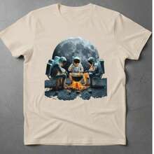 camiseta estampada 100% algodao premium cores vibrantes que nao desbotam tecido leve e respiravel - Bege - Visão 1