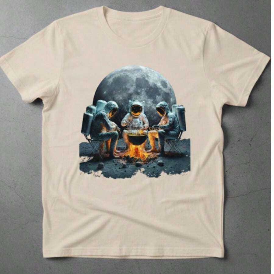 camiseta estampada 100% algodao premium cores vibrantes que nao desbotam tecido leve e respiravel - Bege - Visão 1