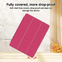 1pc Premium Hot Pink Design Patterns White Tablet Case Compatible With IPad 10th Generation 10.9 Inch 2022/IPad (A16) 11th Generation 11 Inch 2025/IPad Air 4th/5th, IPad Pro 2020/2021/2022/2024, Slim Stylish Clear IPad Case With Pencil Holder, Tri-Fold Stand Cover, Best Gifts For New Year/Valentine's Day/Easter - 玫紅色 - 查看 5