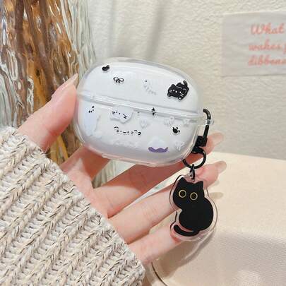 Cute Black & White Cat Earphone Case Compatible With Redmi Buds 6 Play/SE, Buds 6, 7s, Buds 6 Lite Wireless Earphones, Buds 6 Pro Bluetooth Earphones, Buds 5/6s/Buds 6 Active, Creative Soft Earphone Protective Cover For Women