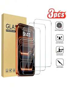 3 Packs High-Quality Tempered Glass Screen Protectors Compatible With IPhone 17 Pro Max/XR/11/12/13/14/15/16/17 - Ultra-Thin, Fingerprint-Resistant, Scratch-Resistant, Waterproof, Smooth Surface, Easy To Install, Protective Case Design, Compatible With IPhone Screen Protectors | Exquisite Finish | Soft Touch, High-Definition Screen Protectors