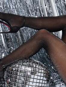 Sparkly Tights For Women Metaillic Fiber Shine Glitter Semi Sheer Perfect Party Date Performance