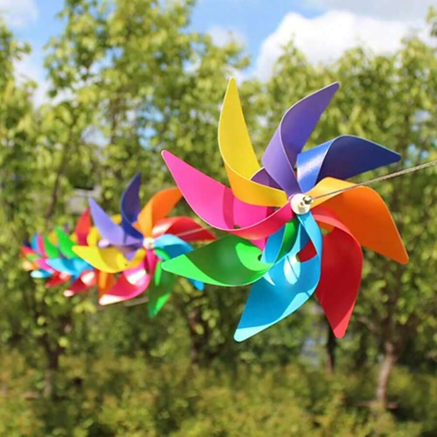 1 Set Outdoor 8-Leaf Windmill Spinner, Hanging Rotator, Outdoor Decor Wind Vane, Suitable For Yard, Garden, Scenic Area, Lawn And Gardening > Outdoor Decor (10PCS Windmill + 10M Rope)