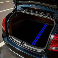 1件复古70年代蓝色条纹后备箱垫 - 高强度涤纶材质，防滑、防尘、易清洁、简约设计，适用于SUV、轿车、卡车，是理想的圣诞节/万圣节礼物，汽车后备箱垫，汽车内饰配件，复古风格，后备箱垫，防滑表面，适合车主、经典设计、高品质材料、卡车司机 - 條紋 - 查看 3