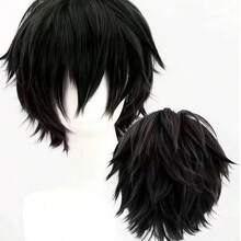 纤维动漫假发，直发造型，适合角色扮演、主题派对和舞台表演 - 男女通用临时假发，适合万圣节、生日、圣诞节（男士款） - 彩色 - 查看 2