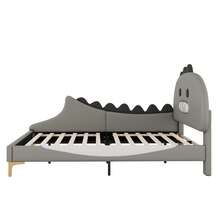 Children's Bed 140 X 200 Cm, Dinosaur Pattern, Flat Bed, Made Of Polyurethane, Grey - Gray + PU - View 3
