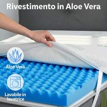 Topper singolo 80x190 in Memory Foam ad Alta Densità 8 cm |   Correttore materasso sfoderabile in Aloe Vera |   Coprimaterasso imbottito Rinfrescante, massaggiante e traspirante |   Prodotto in Italia - 100x190x8 - Visualizzare 4