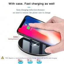 15W 镜面无线充电器，兼容 17/16/15/14/13/12 Pro/XS Max/Mini/X/XR，感应式快速无线充电板，兼容三星