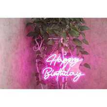 LED Neon Sign Night Light For Wall Party Décor Bedroom Room Bar Wedding Home Birthday Art Decoration Christmas With USB Chain Light Modulator 5v 16.5''*9.1'' - 生日快樂Apink - 查看 6