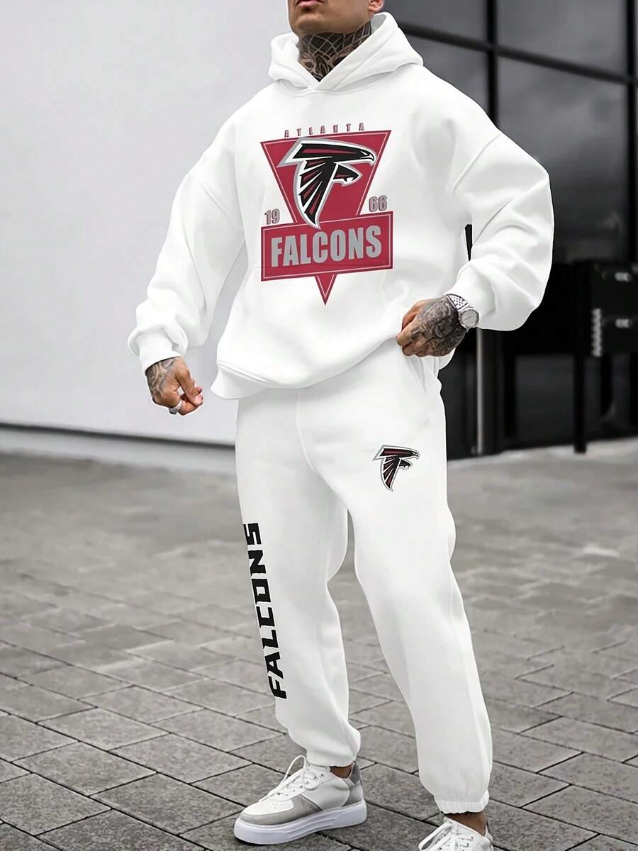 Atlan-Ta Falcons Casual Hoodie Jogging Sweatpants Tracksuit Set, Football Team Men's Tracksuit Set, Men's Game Day Hoodie Set - 彩色 - 查看 1
