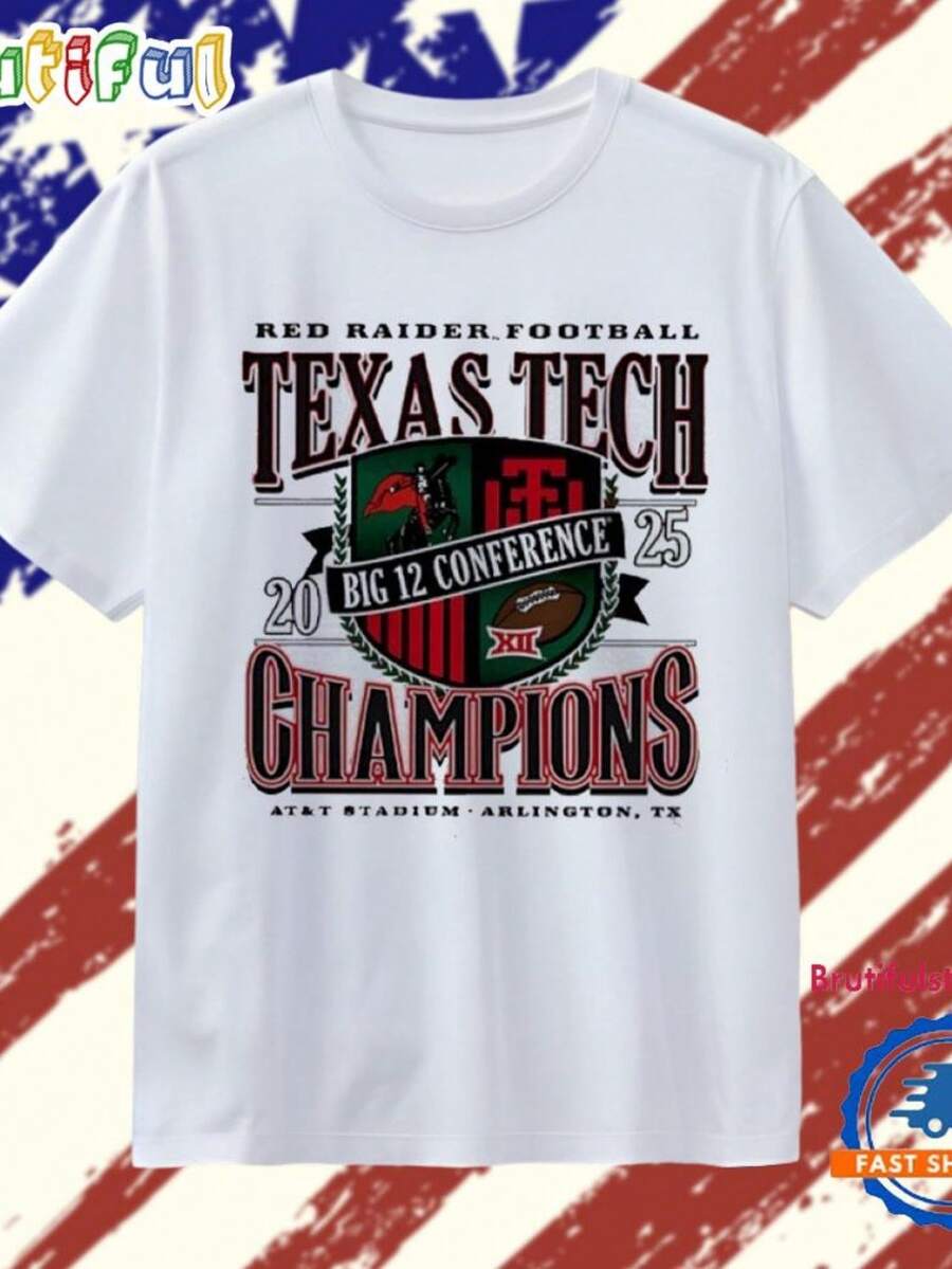 Texas Tech Red 2025 Big 12 Conference Champs AT And T Stadium (2) - White - View 1