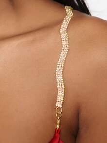 1pc Sexy European & American Style Wavy Rhinestone Shoulder Chain, Fashionable Multi-Layer Versatile Crystal Body Chain Jewelry - Multicolor - View 1