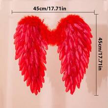 1/4pcs Cupid Costume Props For Valentine's Day, Including Red Feather Wings, Heart-Shaped Sunglasses, Bow And Arrow, Halo Headpiece, Suitable For Holiday Events, Theme Parties, Masquerade Photo Props - Red - View 14