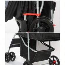 Carreola Para Mascota Perros Gatos Plegable Con Cinturón Gris