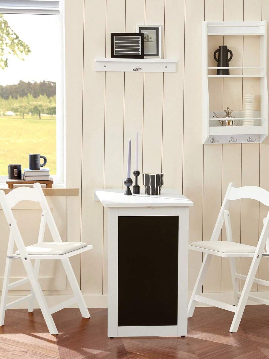 SoBuy FWT20 Wall Table With Blackboard, Folding Table, Dining Table, Kitchen Table, Memo Board, Black, W X H X D 50 X 76 X 75 Cm