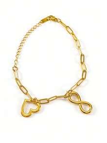 MECYLIFE 1pc Valentine's Day Gift Stainless Steel Paper Clip Chain Bracelet Eternal Heart Charm Bracelet For Women Daily Jewelry