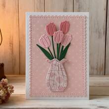 Creative Vase Metal Cutting Dies, DIY Scrapbooking Album And Embossing Stencil, Greeting Card Making Tool, Card Paper Cutting Crafts ,Gift Card Making Template Die Cuts. - Silver - View 8