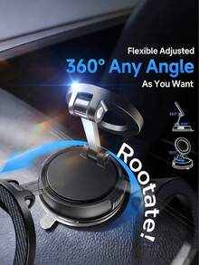Alloy Suction Cup 1pc 360° Rotating Magnetic Car Phone Holder High Strength Zinc Alloy Material Foldable Dashboard Mount Hands-Free Navigation Suitable For All Smartphone Models No Power Required Birthday Gift Valentine's Day Gift - Black - View 3