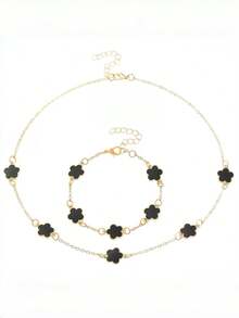 2件套男士时尚商务风幸运四叶草吊坠项链手链套装，情人节礼物 - 彩色 - 查看 3